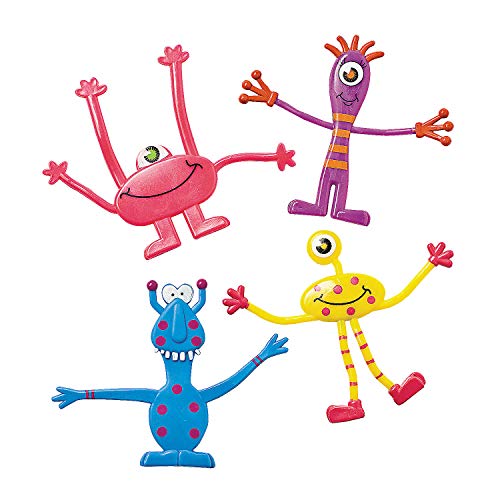 Bendy Halloween Monsters - Bulk Set of 24 - Bendable Toys, Party Favors and Handouts