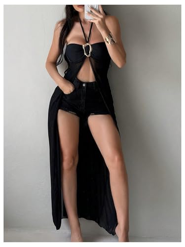 Bikini 2 pièces dos nu flatteur pour masquer les complexes avec style noir grand - 2