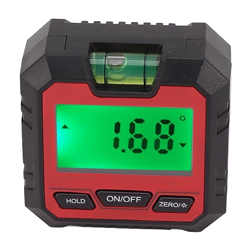 Digital Angle Gauge Protractor, Accurate Measurement Magnetic Base ABS Compact Digital Level Angle Gauge for Woodworking (Red)