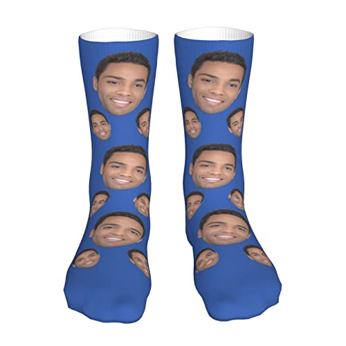 Chaussettes Fantaisie Personnalisé Drôles Socks avec Visage Photo,Chaussettes Longues Nouveauté Cadeau Originale pour Homme Femme Anniversaire Noël Saint Valentin 16inch Cover