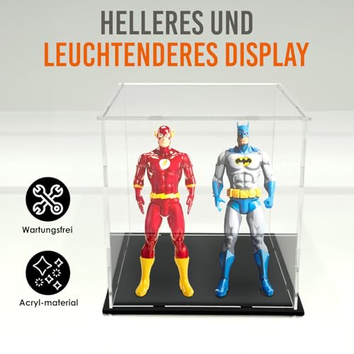 Schaukasten Vitrine Acryl Vitrine mit schwarzem Boden, Sammelvitrine, Acrylbox für Wohnzimmer, Schlafzimmer und Büro (30 x 15 x 15 cm)