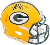Aaron Jones Autographed Yellow Speed Mini Helmet Beckett BAS Witness Stock #224751