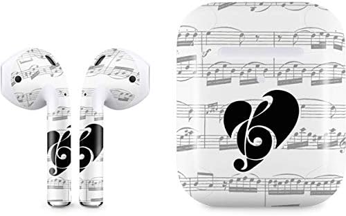 Skinit Decal Audio Skin Compatible with Apple AirPods with Wireless Charging Case - Officially Licensed Skinit Originally Designed BW Musical Notes Design