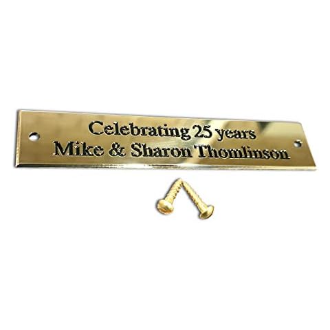 Rectangular solid brass engraved nameplate, Small 100mm x 20mm. Personalised engraved memorial plaque Cover