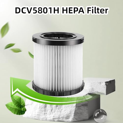 Image of 2-Pack DCV5801H Vacuum Filter Replacement Compatible with DEWALT DCV580H | Compatible with DEWALT DCV581H 20V MAX Wet /Dry Vacuum, Shop Vac Accessories with 4 Foam Sleeve Filters and 1 Cleaning Brush