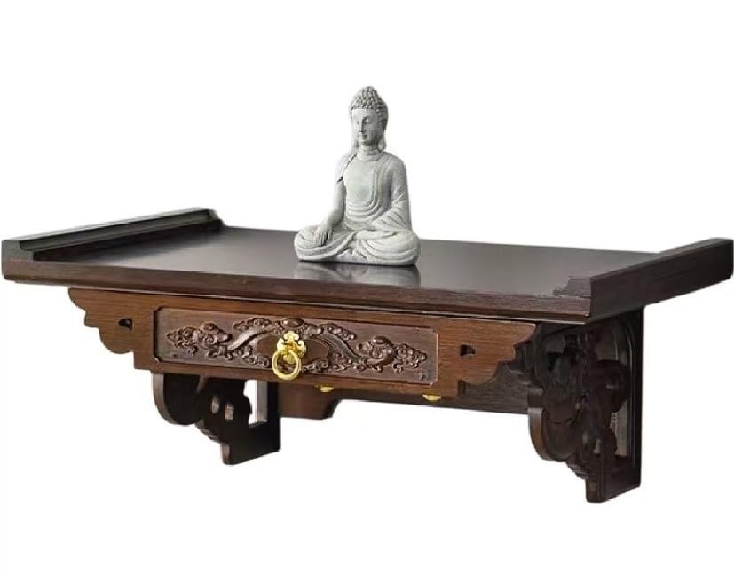 Altar de Buda para pared con cajón y mesa de meditación de 60cm