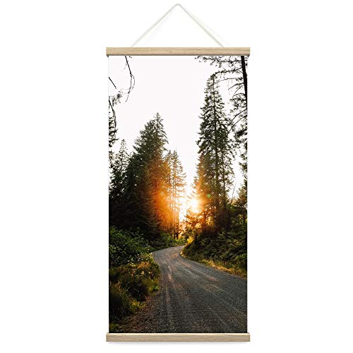 bestdeal depot Hanging Poster Green Forest Sunset Dramatic Forest Landscape Photography Poster Prints Wall Art for Living Room, Bedroom - 18"x36"