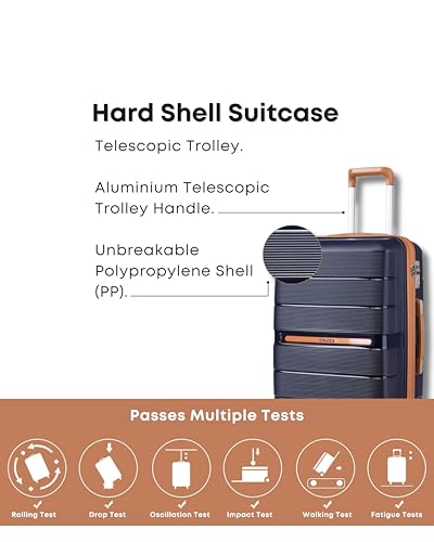 Image of CRUISE Ocean Oak 24 Inch Travel Trolley Bags | Hard Shell Expandable Suitcases with 8 Spinner Wheels | Cabin and Check-in Lightweight Luggage Bag | TSA Lock | Adjustable Handle (Set of 1)