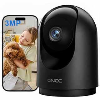 GNCC Indoor Dog Pet Camera with APP, 2K Home CCTV Security Camera, Wifi Baby monitor with Camera and Night Vision, Motion Detection, 2-Way Audio, Works with Alexa/Google, Cloud/SD Storage, 2.4GHz Only
