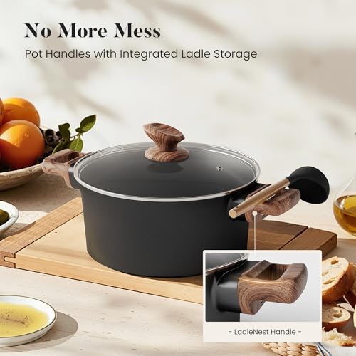 Image of Kitchen Academy 10Pcs Ceramic Pots and Pans Set Non Stick | Non Toxic, Induction Cookware, PFOA & PFAS Free