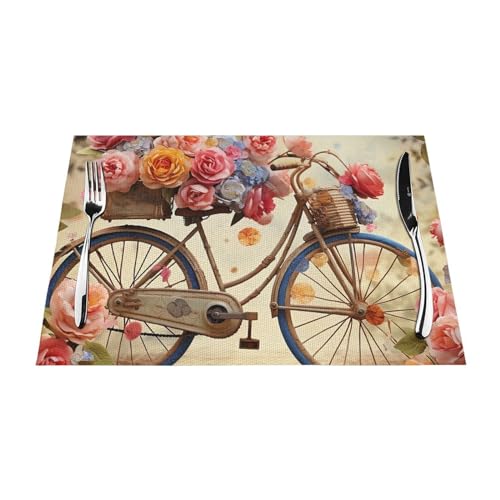 Sets de table imprimé vélo champêtre pour repas de mariage et fêtes - 8