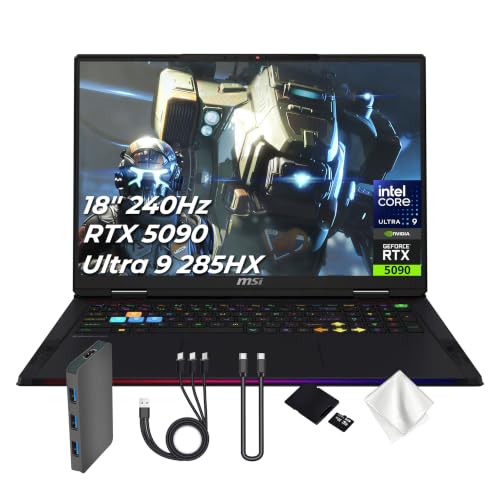 Image of msi Raider 18 HX 18 inch QHD+ 240Hz Gaming Laptop, Intel Core Ultra 9 285HX, 64GB RAM, 3TB Storage (2TB SSD&1TB Dock), RTX 5090 24GB GDDR7, 24-Zone RGB Keyboard, Copilot, Wi-Fi 7, Win 11, Black