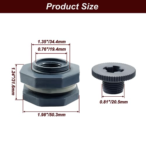 Image of 2pcs NPT1 /2 PVC Bulkhead Fitting with Plugs, 1 /2 Inch Plastic Water Tank Connector Threaded Thru-Bulk Pipe Fittings for Rain Barrels, Aquariums, Bucket Hose Adapter, Ponds, Pools