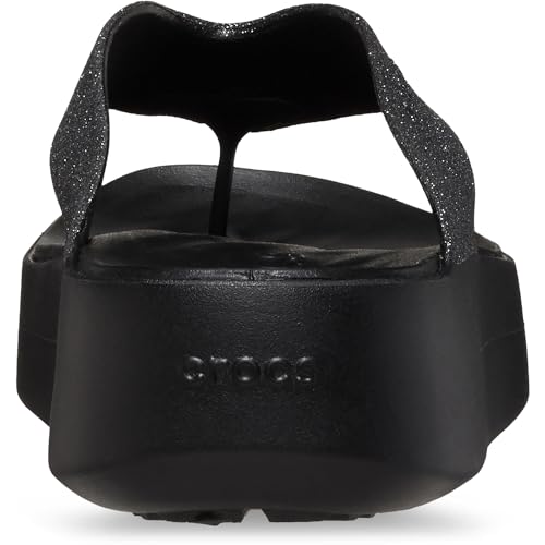 Crocs Women Getaway Platform Flip Flops, Wedge Sandals for Women, Black Glitter, 5 Women2