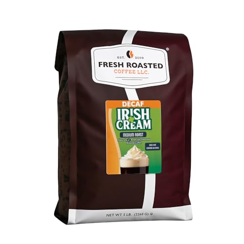 Image of Fresh Roasted Coffee, Decaf Irish Cream Flavored Drip Ground Coffee, Medium Roast, Kosher, 5 lb (80 oz)