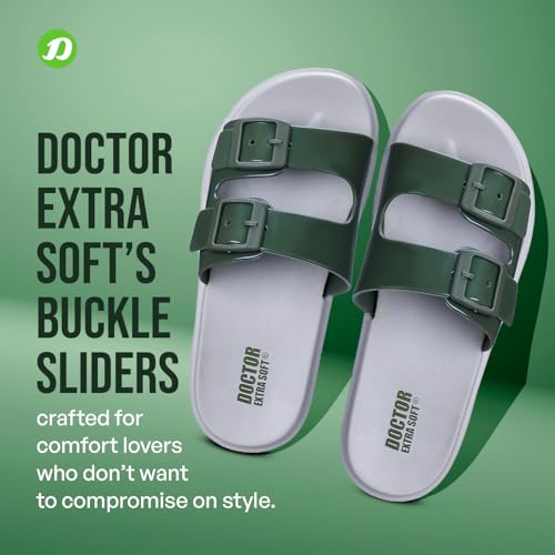 Image of DOCTOR EXTRA SOFT Women's Classic Cushion Sliders /Slippers with Adjustable Buckle Strap for Adult | Comfortable & LightWeight| Stylish & Anti-Skid|Waterproof & Everyday Flip Flops Ladies /Girls New-523