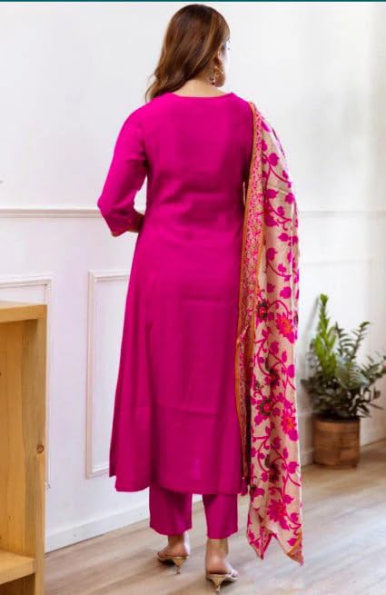 Image of KLOSIA Women Embroidery Kurta and Pant Set with Dupataa