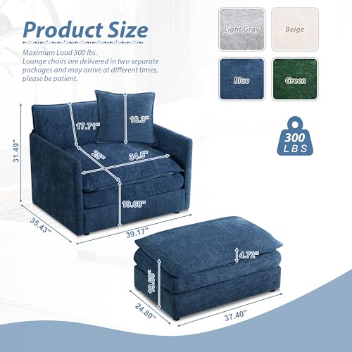 Sillón Chaise Lounge Plegable Chenille Azul miniatura 2
