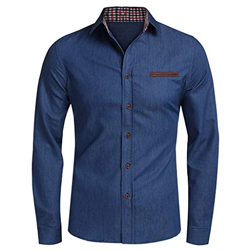 Preisvergleich Produktbild Aoogo Männer Button Umlegekragen Denim Casual Langarm Shirts Tops Bluse