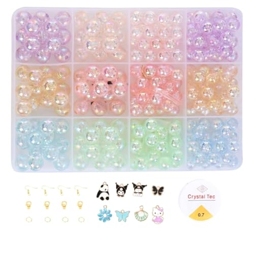 Image of Ambitieux DIY Bracelet Making Kit for Girls - 12 Types Colorful Beads with Charms, Elastic Thread, Earrings, Clasps & Rings - Jewellery Craft Kit for Kids, Birthday Return Gift, Rakhi Special Set for 2 3 4 5 6 7 8 9 10 years (8 and 10 mm metallic)
