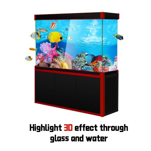 Image of Double-Sided Aquarium Background, Coral Reef and Seabed Design, 12 x 20 Inches, Waterproof