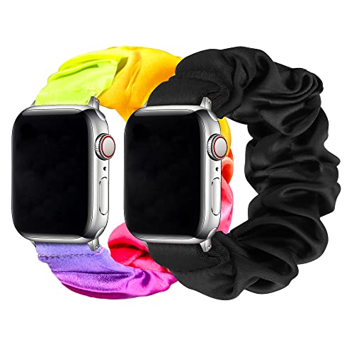 Meideli 2 Pack Pattern Printed Fabric Wristband Compatible with Apple Watch Strap 40mm 41mm 42mm