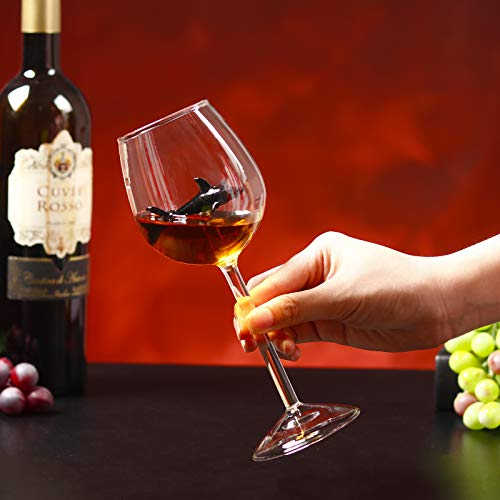 Polsurdy Black Shark Wine Glass Set Of 2 For Shark Lover Gifts, Goblet Wine Cocktail Juice Glass For Housewarming, Wedding, Kitchen Bar Celebration (10Oz，2Pcs) #TOP1