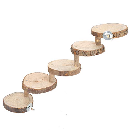 Image of Tiiyee Wooden Hamster Ladder, Bird Parrot Ladder Perch Wood Climbing Bridge | Parakeet Cage Toy Ramps Exercise Stands Activity Platform Playground Accessories for Small Animals Gerbil Mice Mouse Rat