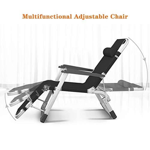 Chaise pliante noire imperméable avec dossier réglable multiposition - 6