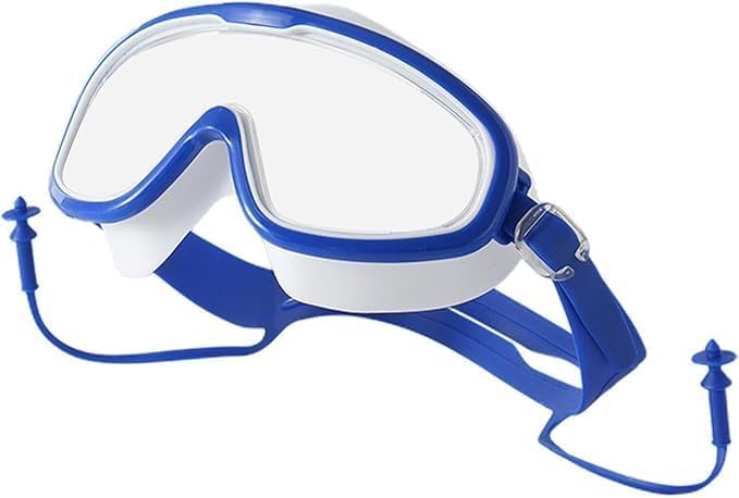 Image of Swimming Goggles for Men Women - Anti Fog UV Protection Leak Proof Swim Glasses with Wide Vision Adjustable Strap - Perfect for Pool Training Beach Snorkeling Water Sports (Blue & White)