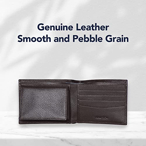 Nautica Men's Bifold Leather Wallet And Passcase, With 4 Slots, Rfid Protection, And Id Windows, Brown #TOP4