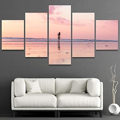 signwin 5 Panel Canvas Wall Art Beautiful Sunset...