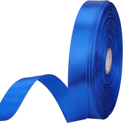 5/8 inches 50 Yard Blue Satin Ribbon for Gift Wrapping Wedding Crafts Christmas Easter Floral Hair Invitation Decorations and More
