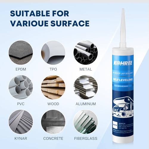 Kohree KR4124-KOHREE Rv Roof Sealant 2 Pack, Self-Leveling Lap Sealant White, Rv Caulking Sealant thumb #4