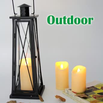 Image of CANDLE CHOICE Outdoor Battery Operated Flameless Candles with Remote Timer Waterproof Flickering Plastic Electric LED Pillar Lights for Lantern Patio Garden Wedding Party Decoration 3 inchx5 inch,6 inch,7 inch 3 Pack