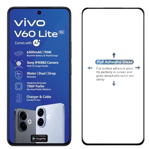 Image of amazon basics Tempered Glass Screen Protector Compatible with Vivo V60 Lite 5G Transparent Protective Film [Clear HD] - Pack of 2