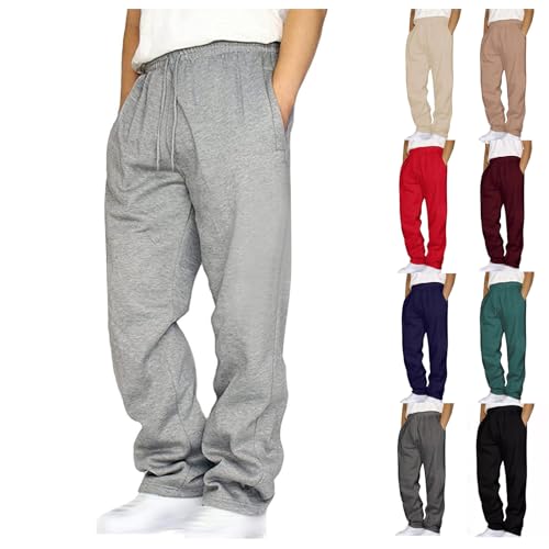Athletic Pants for Men Lightweight Comfy Fleece Sweatpants Casual Straight-Leg Drawstring Waist Trousers with Pockets4