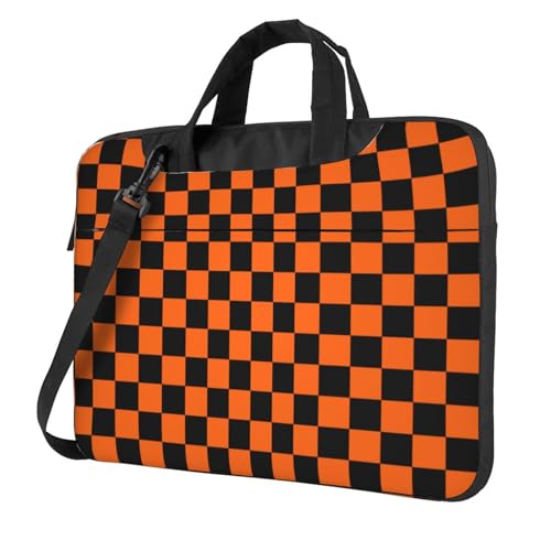 Pochette ordinateur 15,6 rembourrée contre les rayures motif échiquier orange