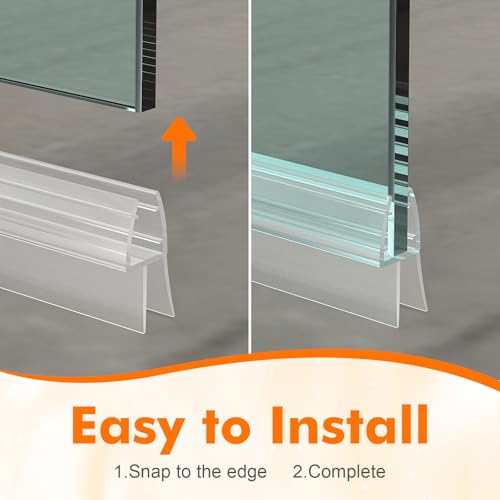 Ibergrif M102-100 Duschdichtung für 5-8mm Glastüren,2 Stück 100cm Verlängerter Wasserabweiser, Perfekter Passform, Duschtürdichtung für alle Duschtüren, Wasserdicht
