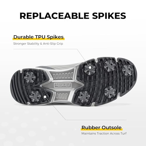 Image of FitVille Waterproof Golf Shoes Mens with Replaceable Spikes | Professional No-Slip Spiked, Arch Support, High-Rebound Cushioning