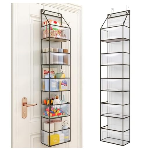 Fixwal Over The Door Hanging Pantry Organizer 5-Shelf Room Organizer with Clear Plastic Pockets Behind The Door Storage Organizer Large Capacity Organizer for Closet Bedroom Bathroom (Grey)