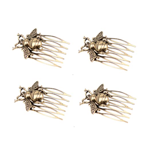 RUITASA Peine de pelo dorado de abeja, 4 piezas, metal, peine vintage para mujeres y niñas, material de aleación, duradero, fácil de limpiar, tensión ajustable