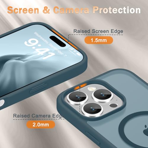 Image of YENAPOON for iPhone 16 Pro Max Case, Matte Magnetic Phone Cover [with 1 Screen Protector] [Support for MagSafe] [Shockproof Military Grade Protection] Translucent Frosted Back, Lavender Gray