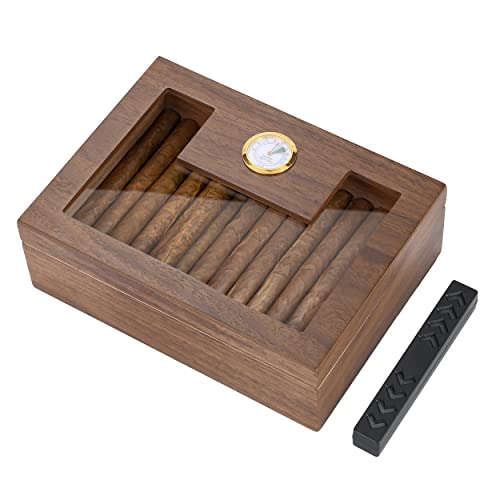 Humidor Black Walnut Love “U” Wood Storage Box (10-20 Capacity) With Hygrometer And Humidifier #TOP23