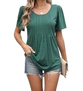 Spicy Sandia Womens T Shirts Short Sleeve Summer Tops Pleated Dressy Casual Crew Neck Blouses