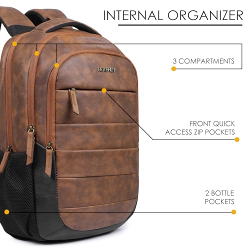 Image of HOT SHOT BAGS VINTAGE SERIES 1410 30L FAUX LEATHER 15.6 INCH|LAPTOP BAG|SCHOOL BAG|OFFICE BACKPACK |COLLEGE BACKPACK|WATER RESISTANT|LAPTOP BACKPACK FOR MEN & WOMEN