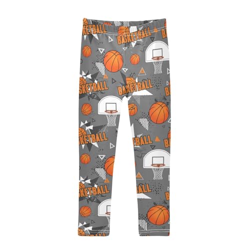 J JOYSAY Basketball Rebounds Gray Girls Leggings Soft Comfortable Stretchy Kids Girls Capri Leggings Size 4-10T