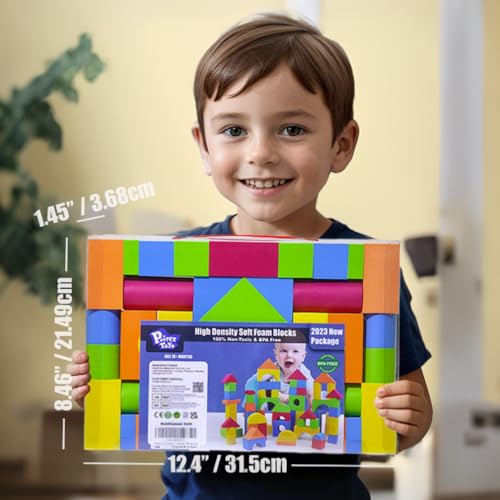 Foam Blocks for Toddlers 2-4, 41 Pieces EVA Soft Stacking Building Blocks Toy Set, Early Learning Construction Toys & Gifts for Kids, Boys & Girls 18+ Months