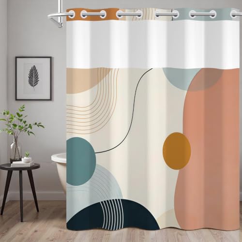 NAEMBCU No Hook Shower Curtain with Snap in Liner, 71x74 Inch by NAEMBCU - Used condition - US$21.26