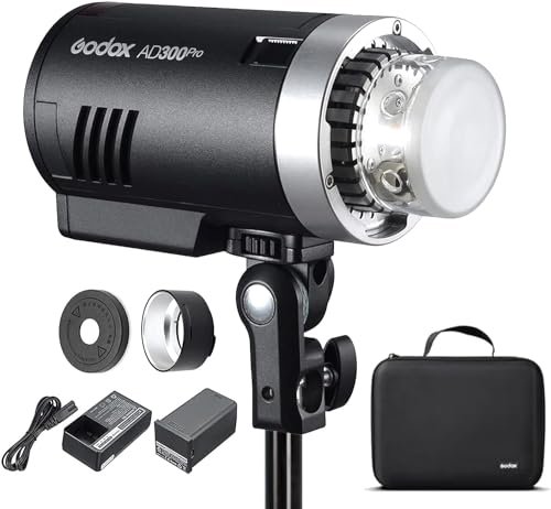 【Godox正規代理】Godox AD300Pro フラッシュストロボ 300W 2.4G 1/8000 HSS 5600±100K 0.01-1.8Sリサイクル時間 320回フルパワーフラッシュ（Amazon）